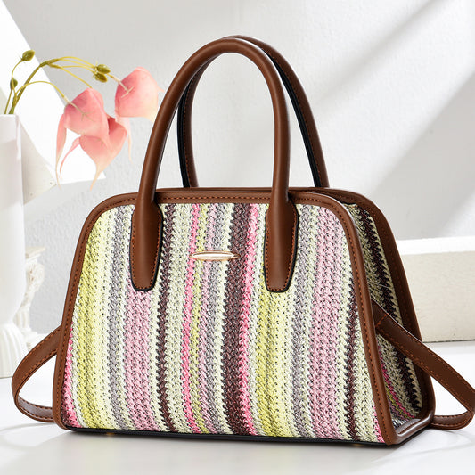 Contrast-color Commuter Handbag For Women