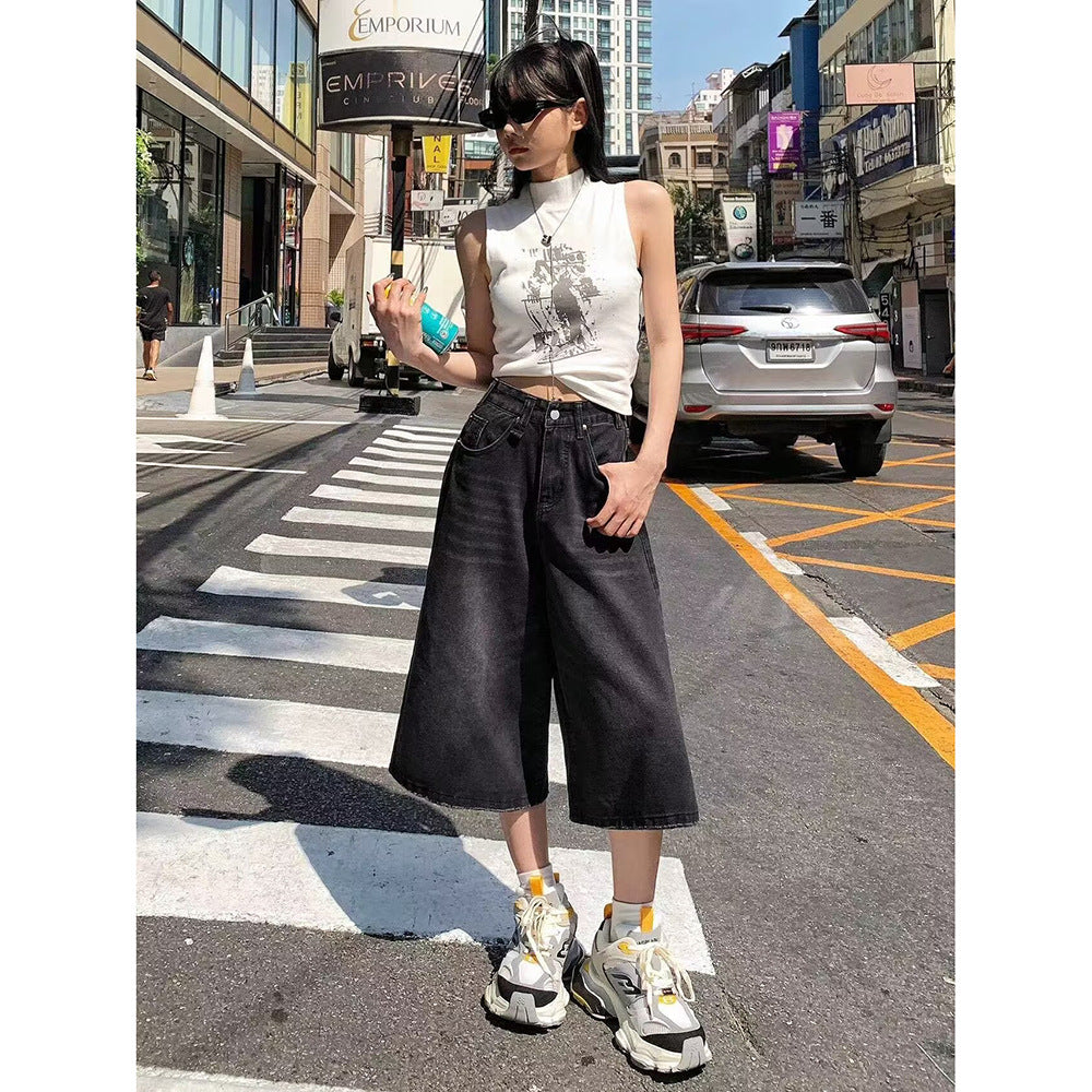 Dame Stilfulde Vintage Løstsiddende Wide-leg Jeans