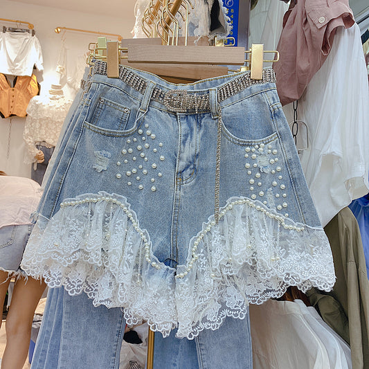 High-waisted Shorts With Diamond Korean Jeans