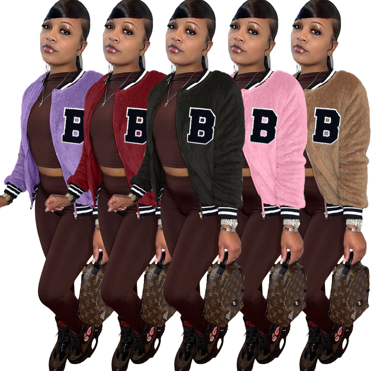 Women's Double-sided Plush Thread Embroidered Casual Jacket