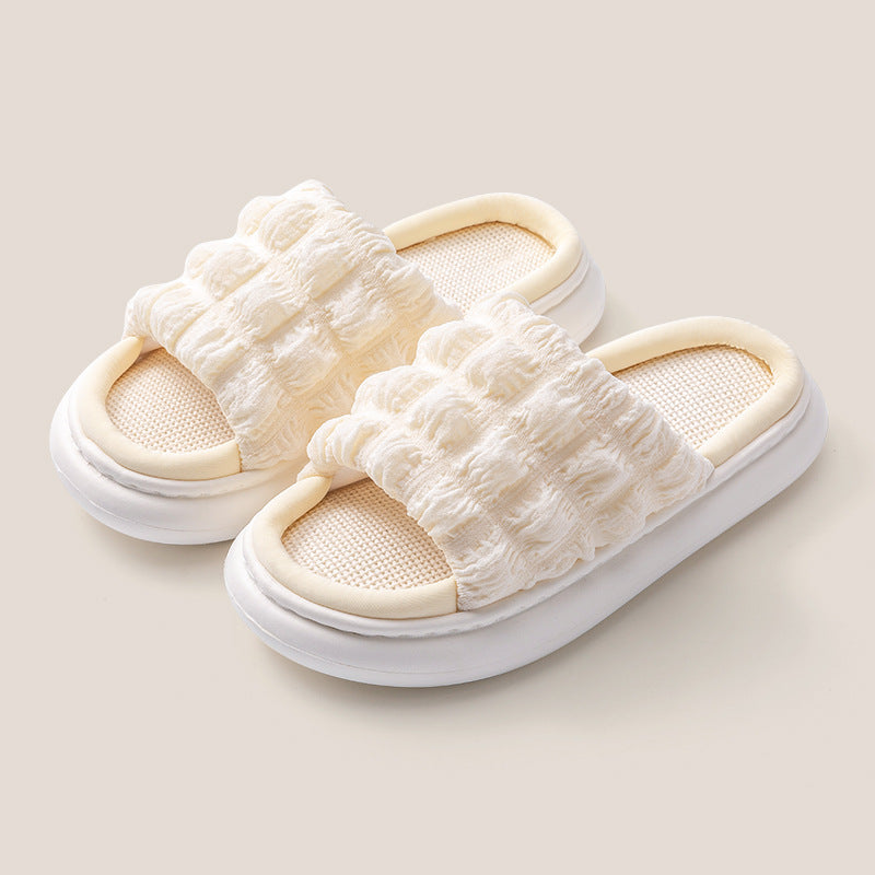 EVA Thick-soled Linen Slippers Women's Mute Soft-soled Slippers