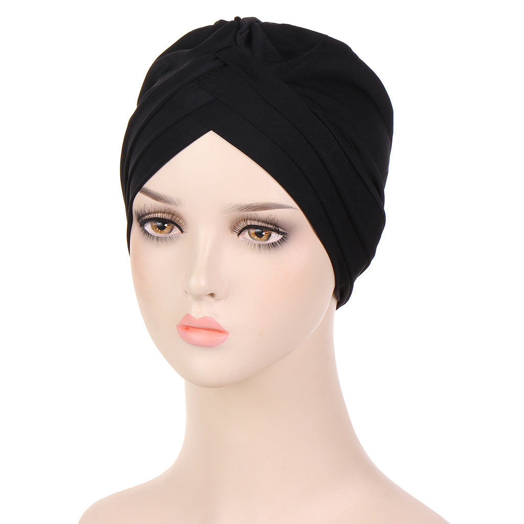 New Multi-color Crystal Hemp Three-layer Turban Hat