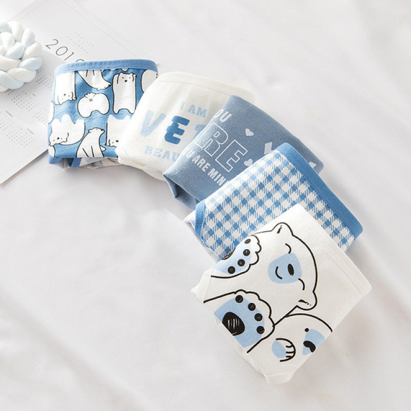 Cotton 5 Strips Of Playful Blue Bear Shorts