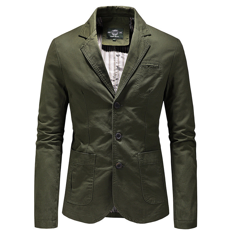 Men Single Breasted Solid Color Jacket