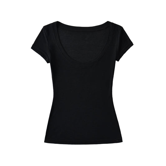 Spring New Summer Casual Pure Thin Transparent Lazy Pure Desire Short Sleeve T-shirt