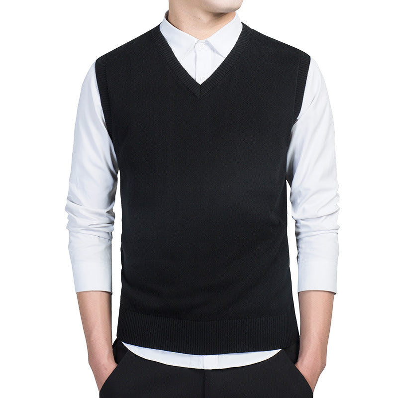 Men's V-Neck Sweater Vest Vest Sleeveless Knit Sweater