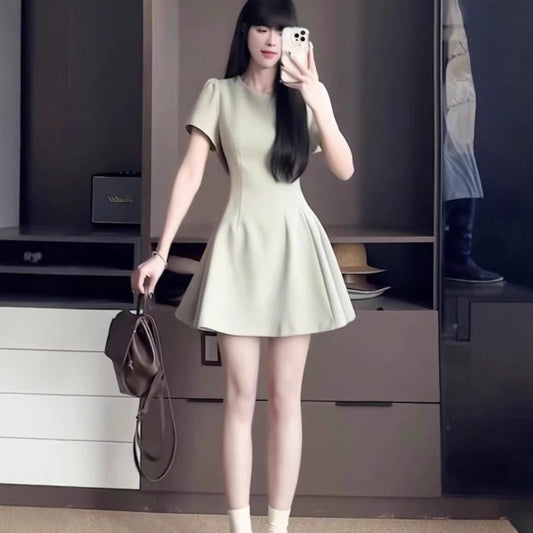 Women's Solid-Colored Casual All-Match Short-Sleeve Dress