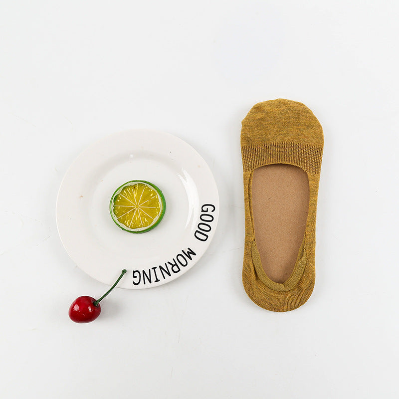 Female Shallow Mouth Invisible 10 Colors Cotton Silicone Socks