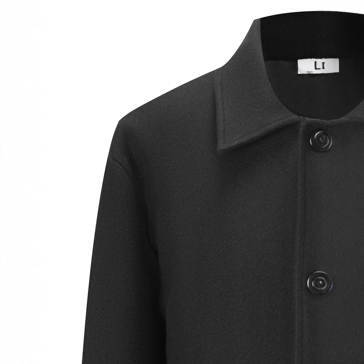 Koreansk Herre Mellemlang Foret Dobbeltsidet Uld Trenchcoat
