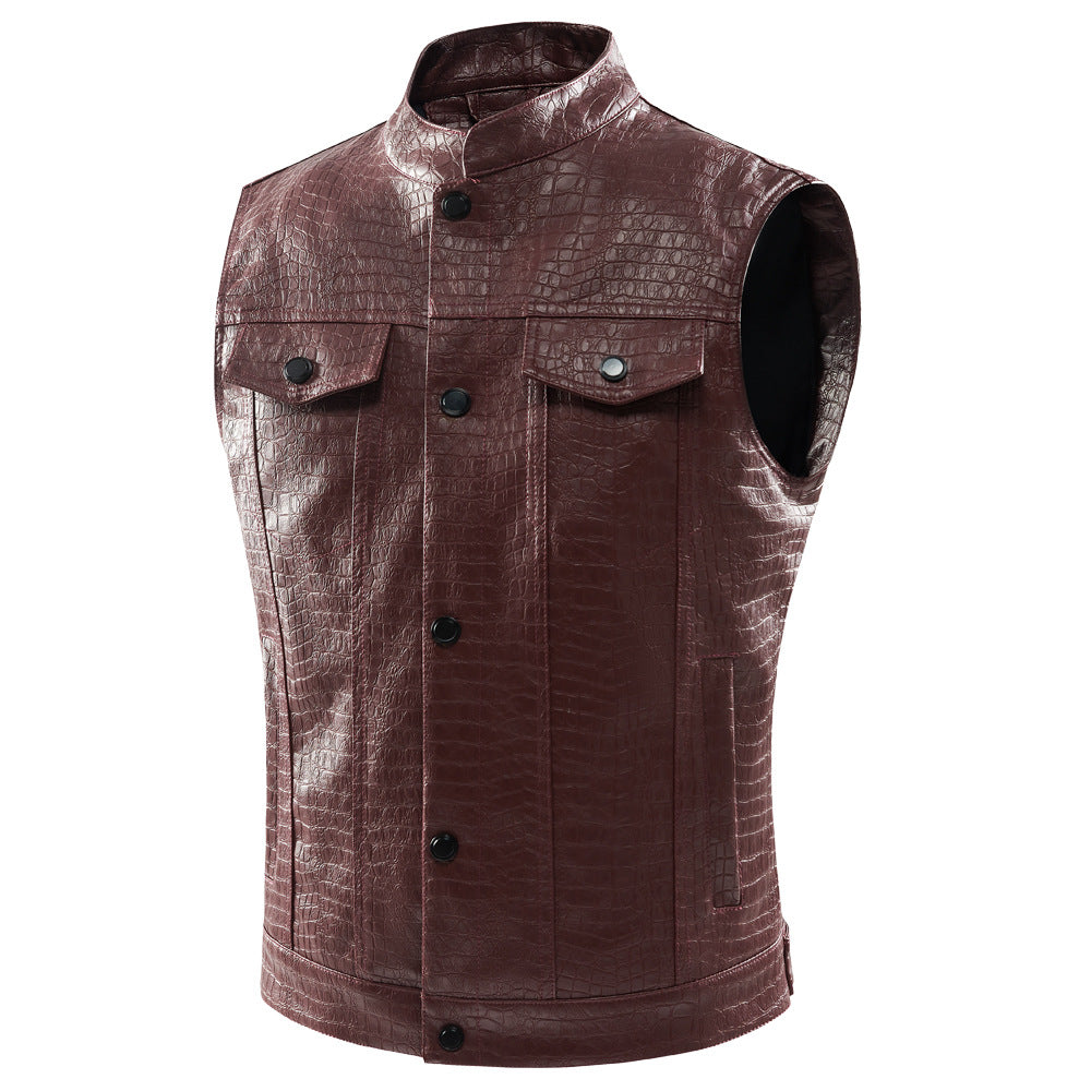 Men's Casual Multi-pocket Stand Collar Vest Coat