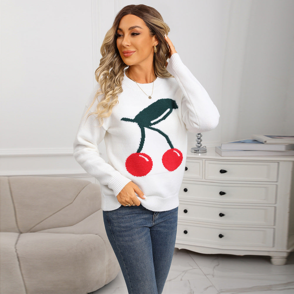 Cute Cherry Shirt Casual All-matching Fashion Sweater