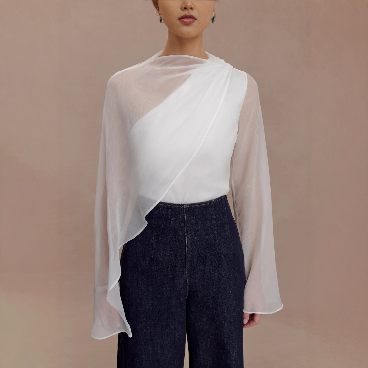 Womens Stylish Asymmetrical Shawl With Long Sleeves