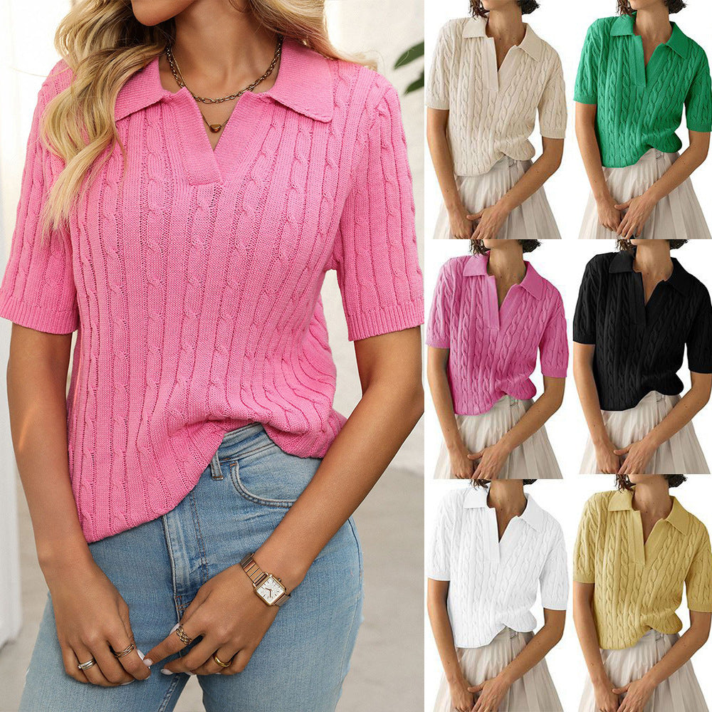 Sweater V-neck Knitted Pullover