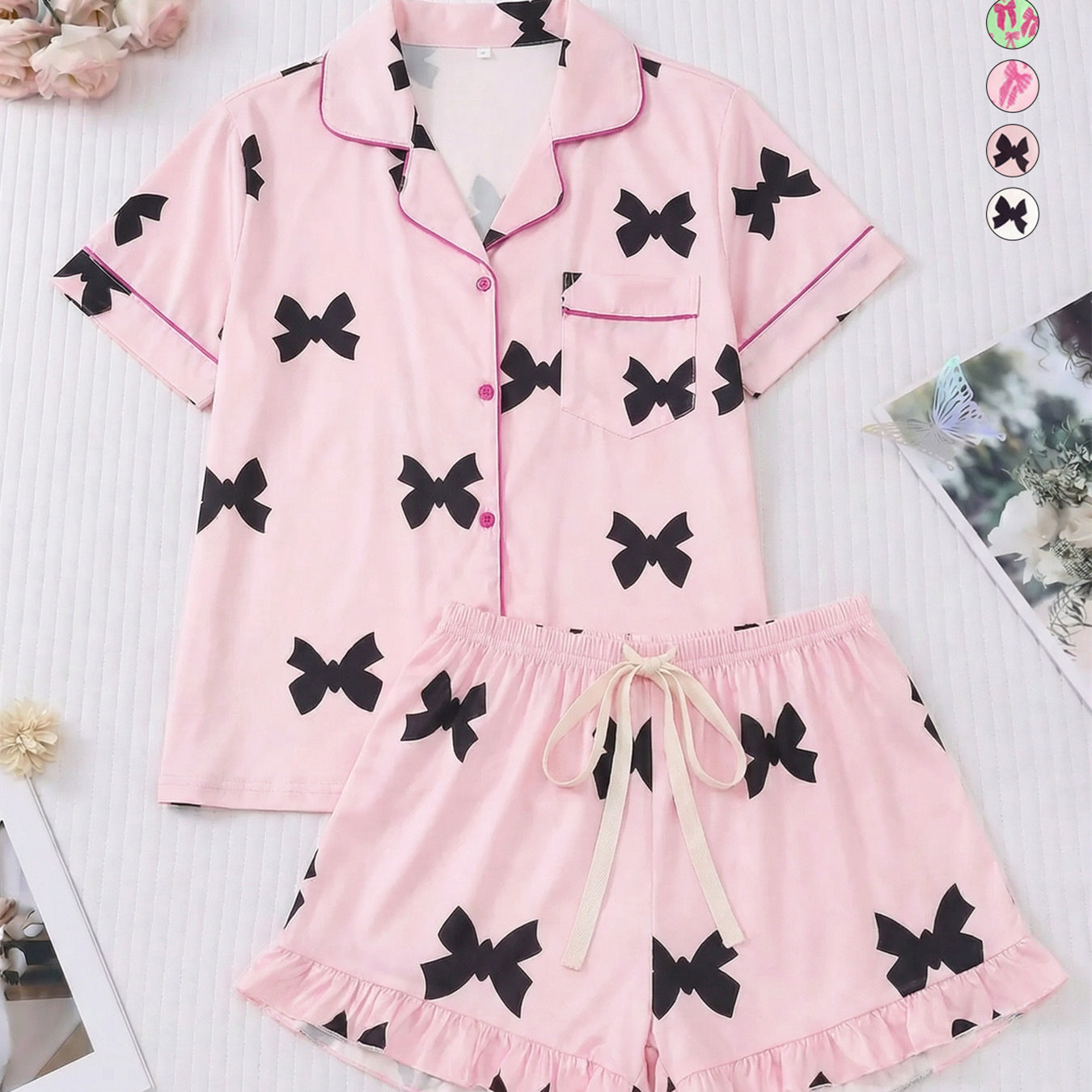 Cute Cartoon Short-sleeve And Shorts Loungewear Set