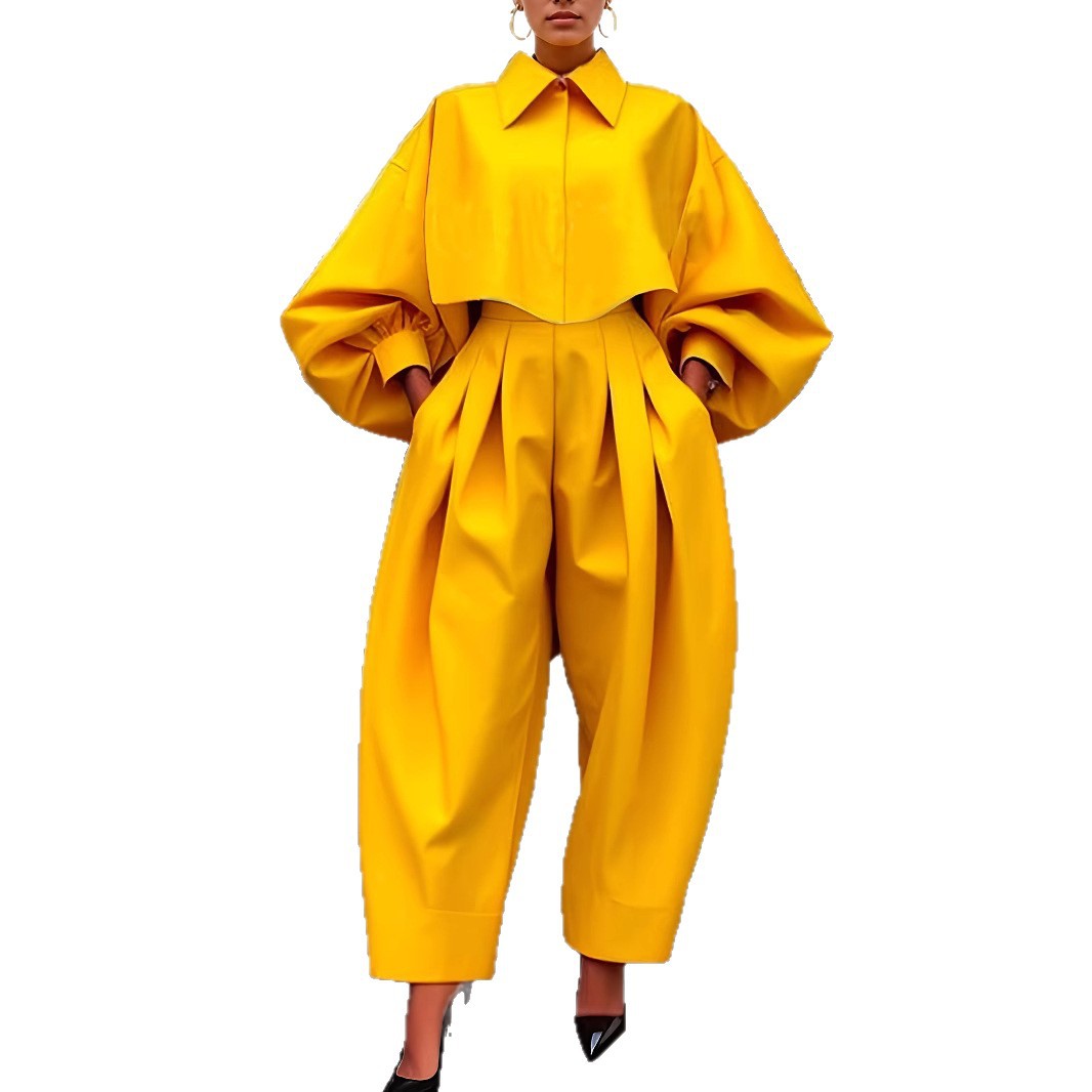 New Womens Outfit Asymmetrical Long-sleeve Hoodie And Harem Pants Set