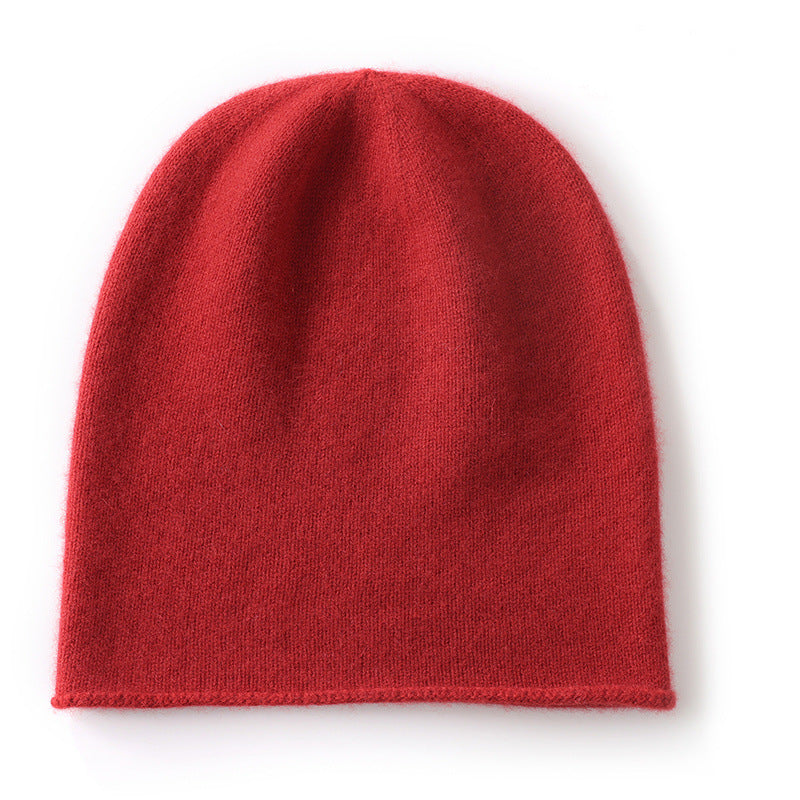 Cashmere Hat For Women Curled Brim Knitted Hat