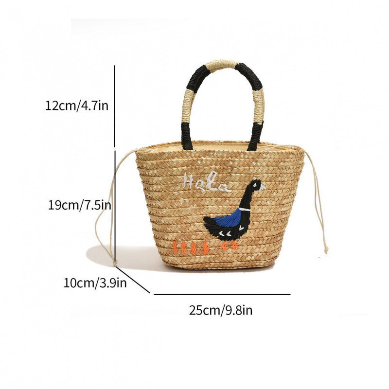 Women's Hand-woven Vegetable Basket Shoulder Tote Bag
