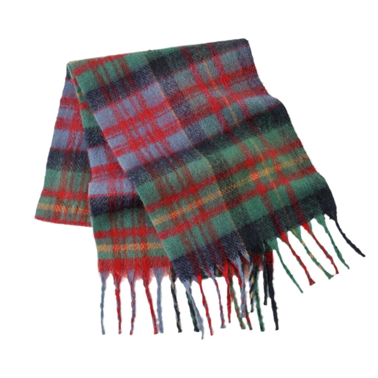 Mohair Rainbow Plaid Fringe Thickened Warm Scarf