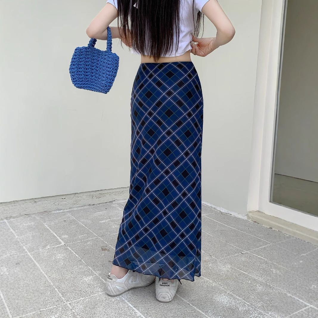Plus Size Women's Plaid Straight Mid-length Skirt