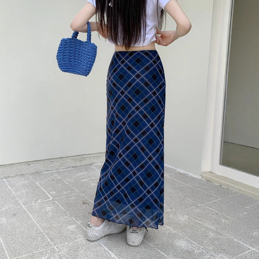 Plus Size Women's Plaid Straight Mid-length Skirt