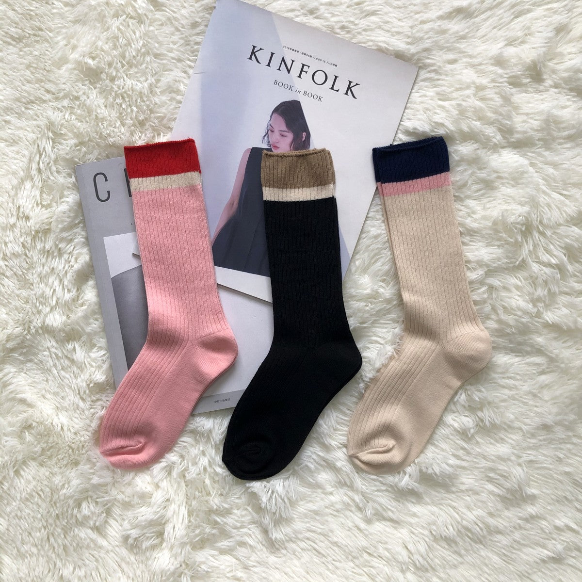Color Matching Trendy Socks Japanese Cute Retro Pile Socks