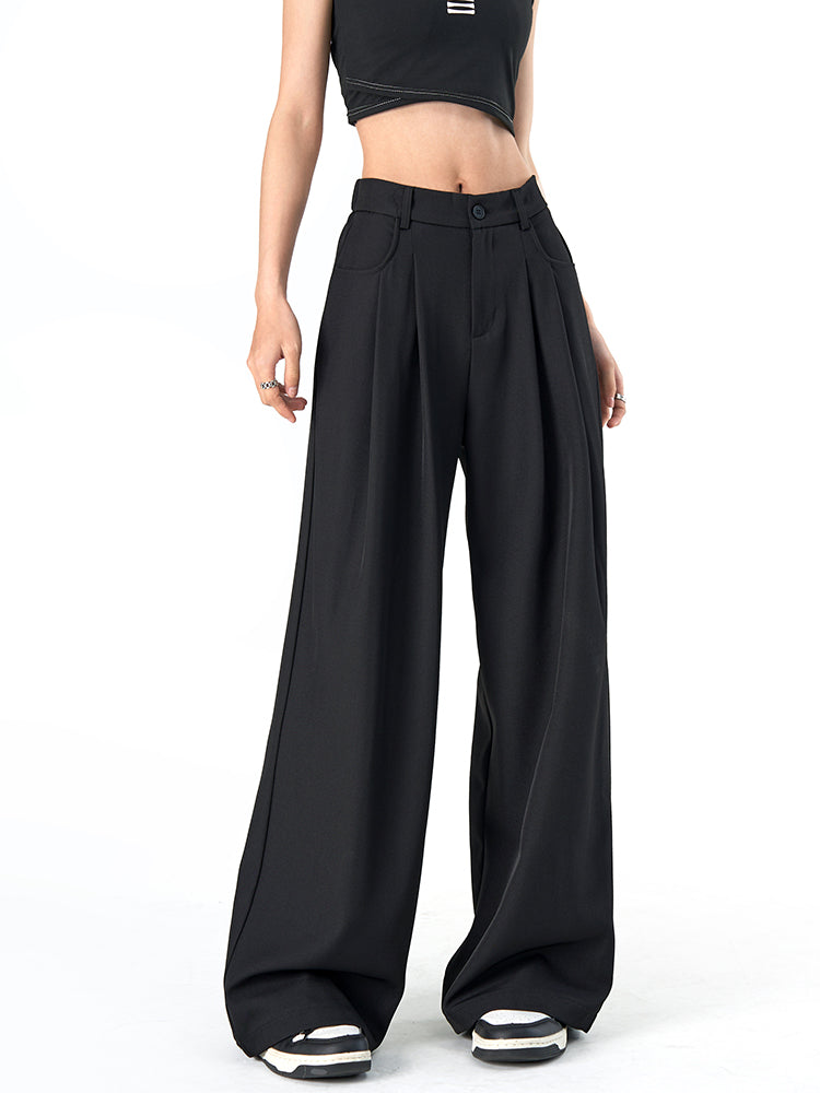 Women's Loose Gray Suit Pants