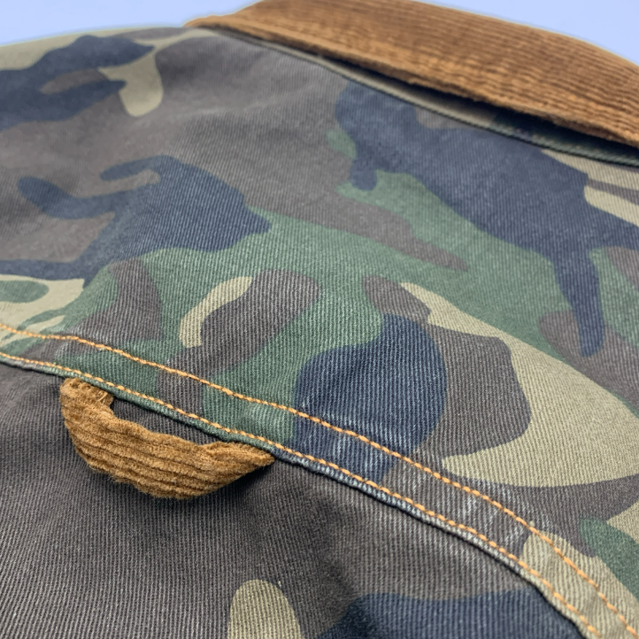 American Retro Camouflage Shirt Men's Corduroy Stitching Lapel