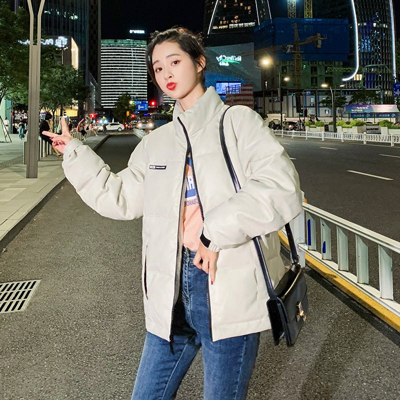 Thicken Cotton Clothes Korean Style Bright Leather Student Fashion