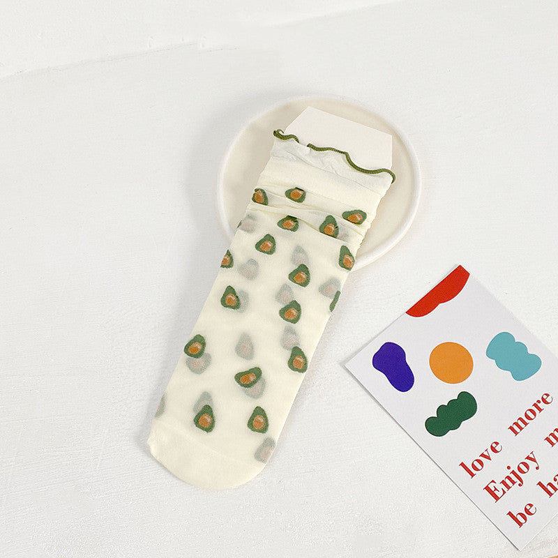 Spring And Autumn Thin Glass Silk Tube Socks Japanese Socks Ins