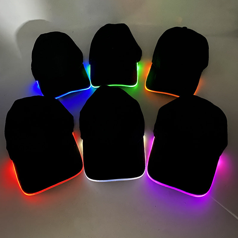 Amazon Sources LED Optical Fiber Luminous Peaked Cap Luminous Flashing Hat Outdoor Sunshade Fashion Baseball Cap Wholesale