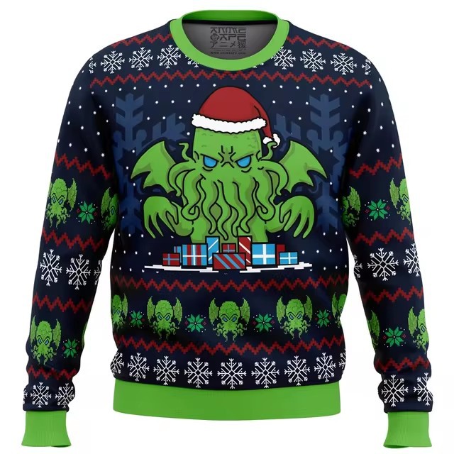 Cthulu Digital Print Christmas Gift Sweater