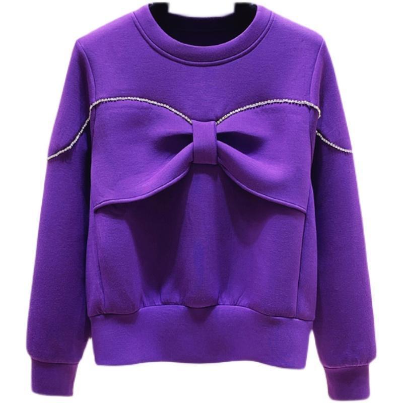 Moderigtig all-match rundhalset sweater med diamant-sløjfe