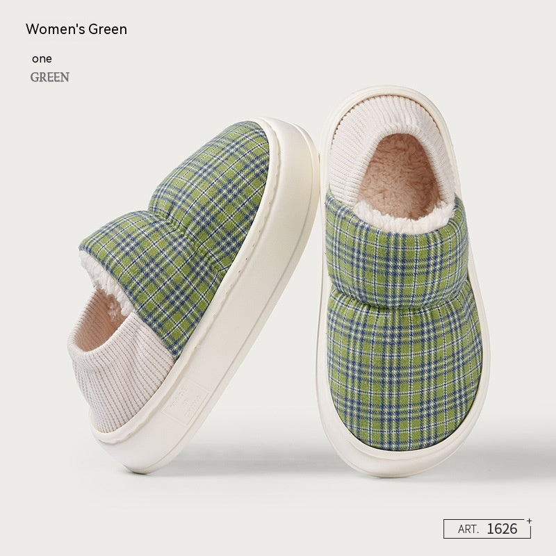 Ankle Wrap Cotton Slippers Home Indoor Warm Fleece-lined Platform Confinement Shoes