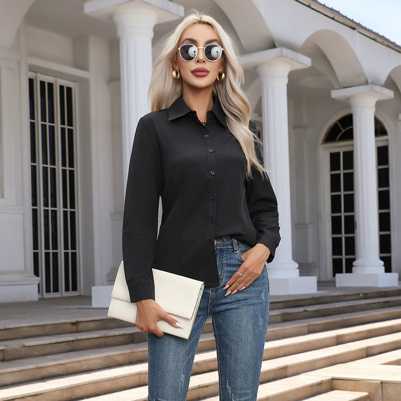 Fashion Casual Long Sleeve Cardigan Button-down Shirt Top