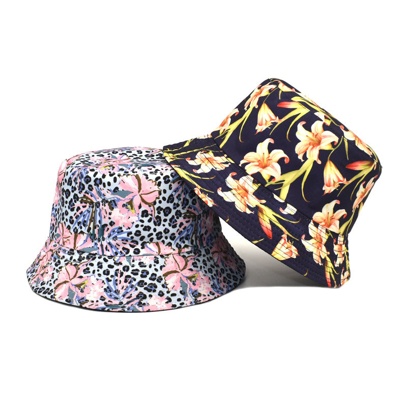 European And American New Plant Printing Bucket Hat Women