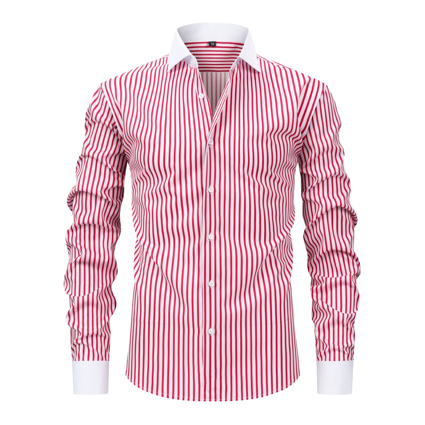 Mens Windsor-collar Long-sleeve Stretch Wrinkle-resistant Easy-care Shirt