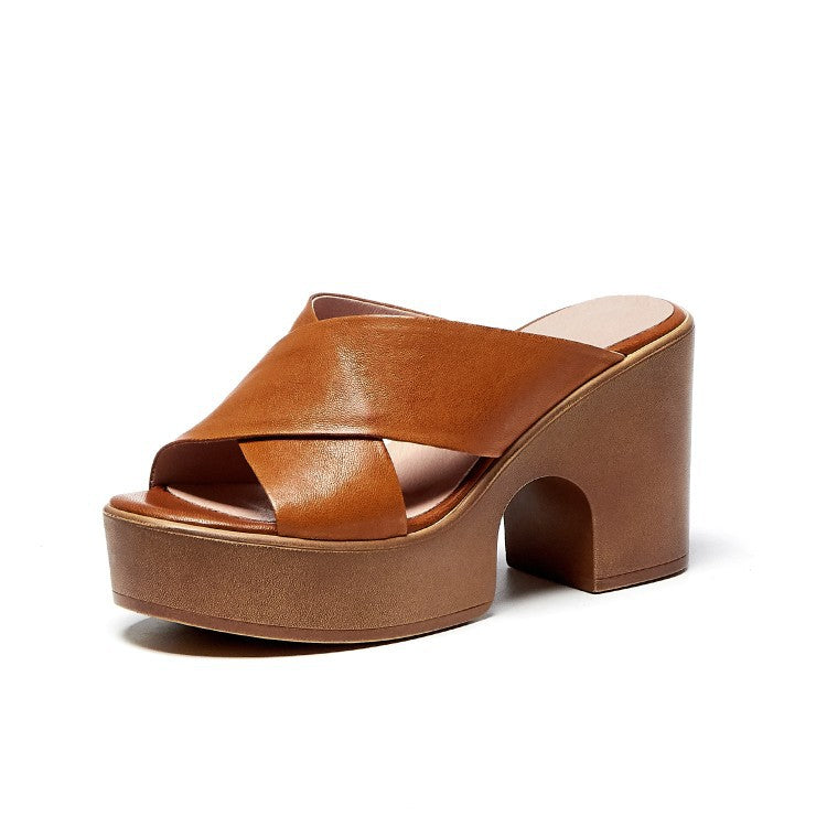 Summer Casual Retro Thick Bottom Chunky Heel Women's Roman Style Sandals