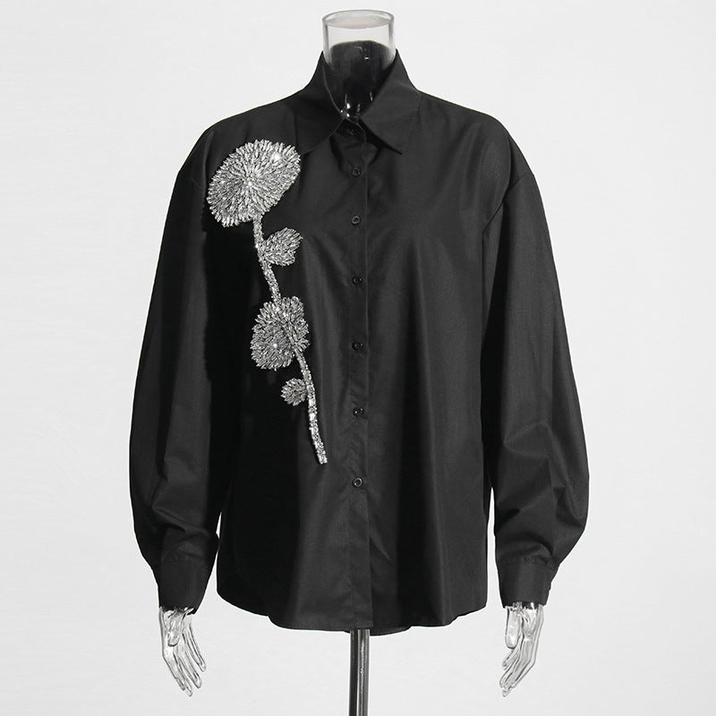 Fashion Casual Løstsiddende Slankende Reversbluse til Kvinder