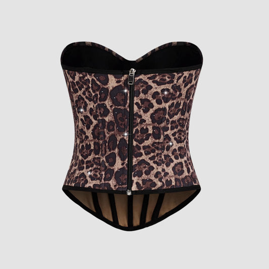 Leopardprintet Fløjls Spaghetti Stropper Tube Top Vest