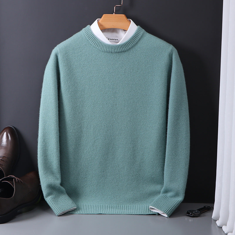 Pure Wool Sweater Men's Round Neck Pullover