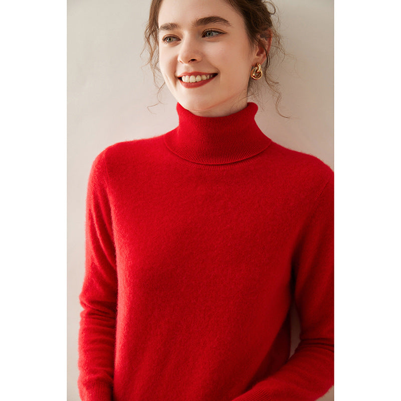 Women's Solid Color Pullover Cashmere Turtleneck Knitting Bottoming Shirt