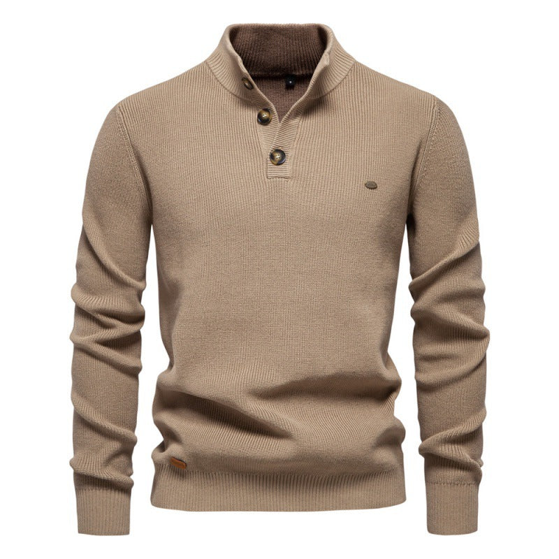 Højhalset Business Sweater til Mænd i Høj Kvalitet Ensfarvet Casual Sweater
