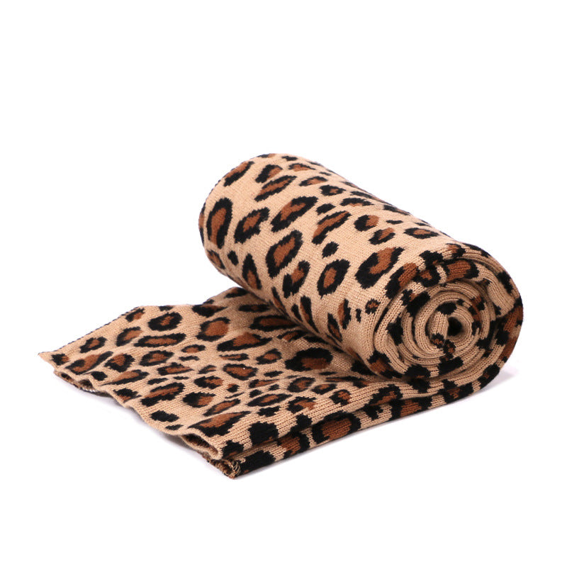 Leopard Spotted Knitted Woolen Hat And Scarf Set