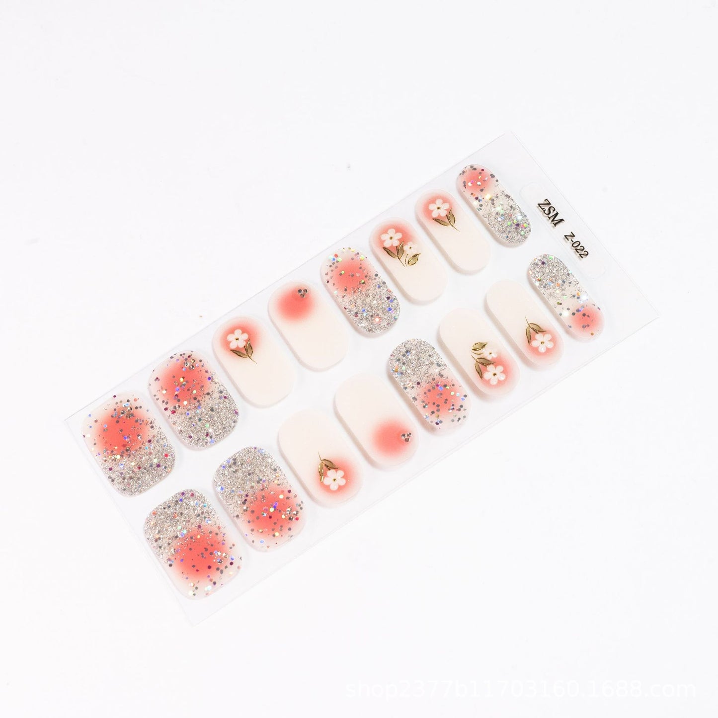 16 Finger Diamond Nail Sticker 3D Waterproof