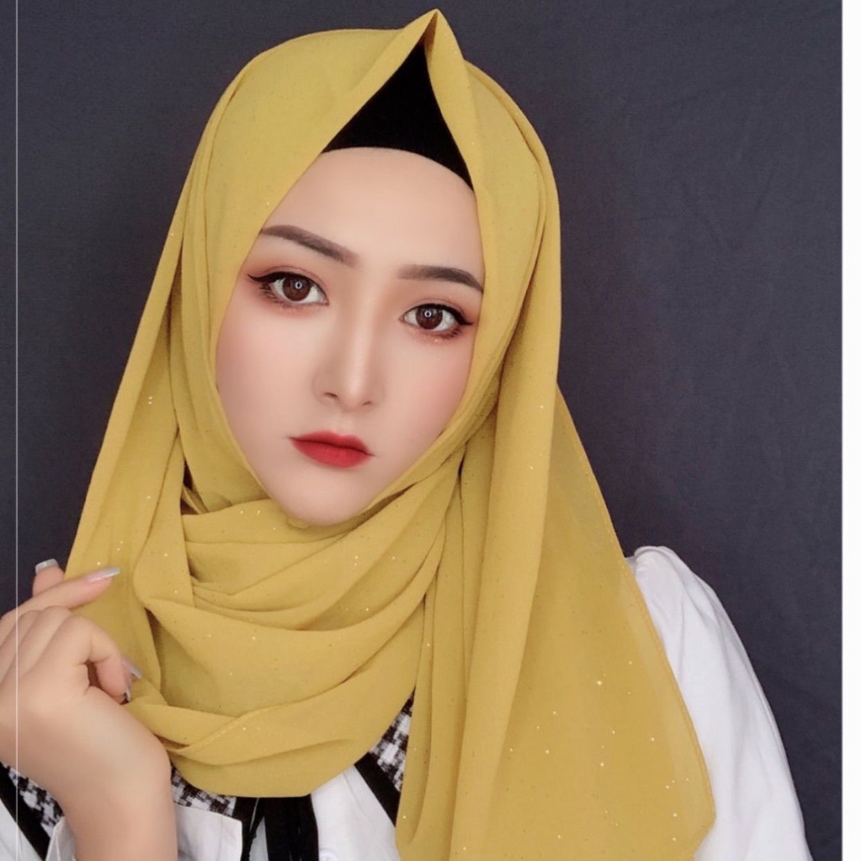 Fashion Simple Golden Chiffon Long Scarf