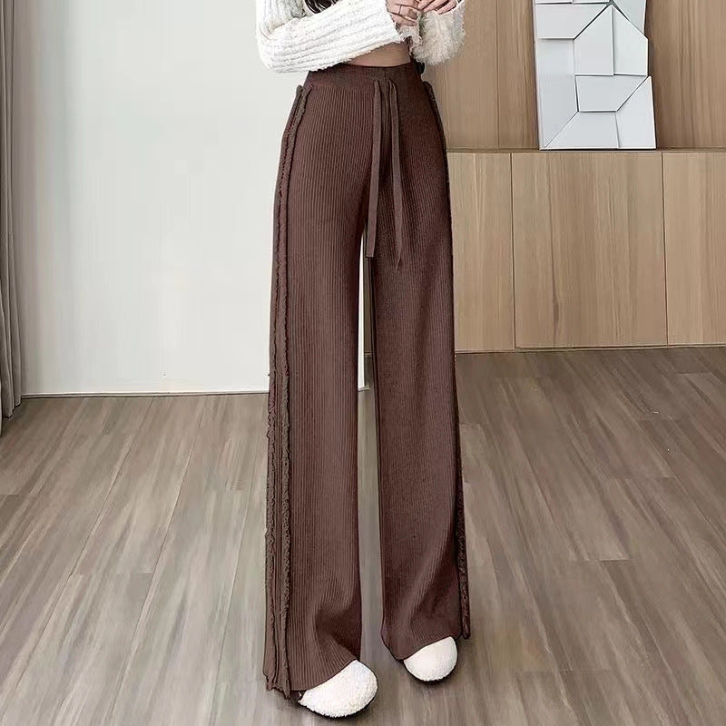 Women's Side Tassel Knitted Wide-leg Pants