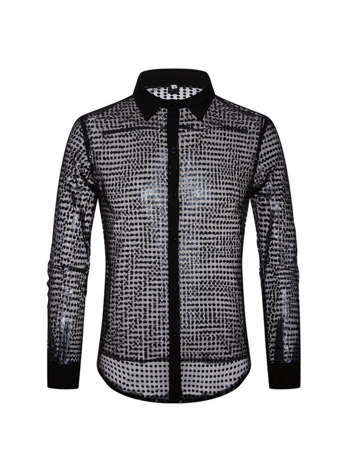 Polka Dot Scale Long Sleeve Shirt For Men