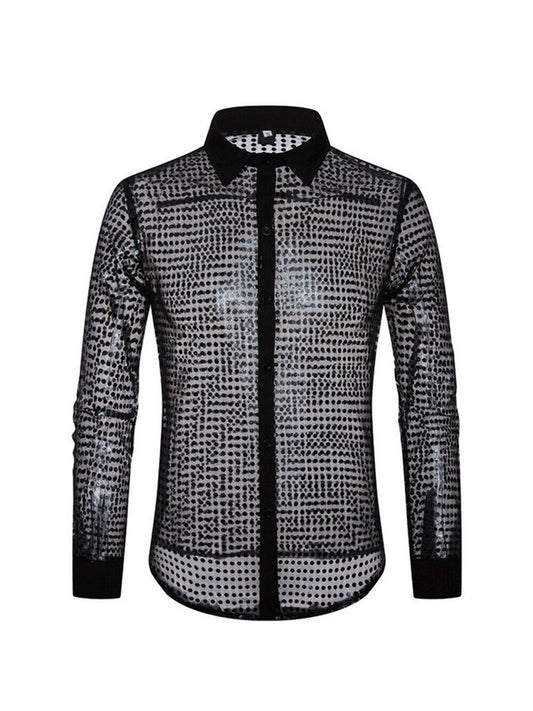 Polka Dot Scale Long Sleeve Shirt For Men