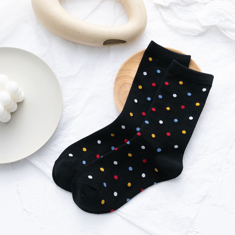 Japanese Color Wavelet Dot Cotton Mixed Women's Socks