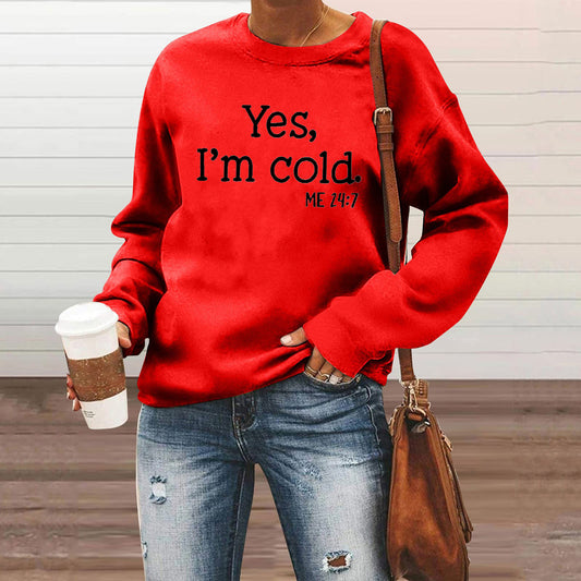 European And American Letter Printing Capless Round Neck Sweaters Women's Clothing